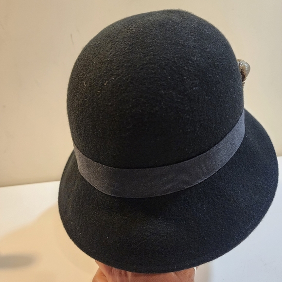 Women's Black 100% Wool Fedora Hat OS - Picture 3 of 8
